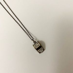 Vintage Rhinestone Whistle Charm Necklace
